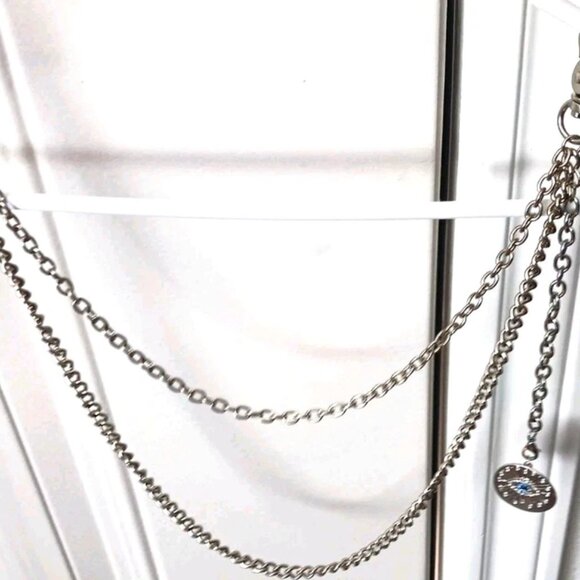 Double Layer Eye Evil Pants Or Wallet Silver Tone Chain 16" - Picture 10 of 10